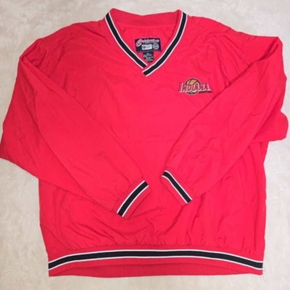 Vintage Indiana Basketball Pullover Windbreaker Jacket XL Red Nylon Captivating